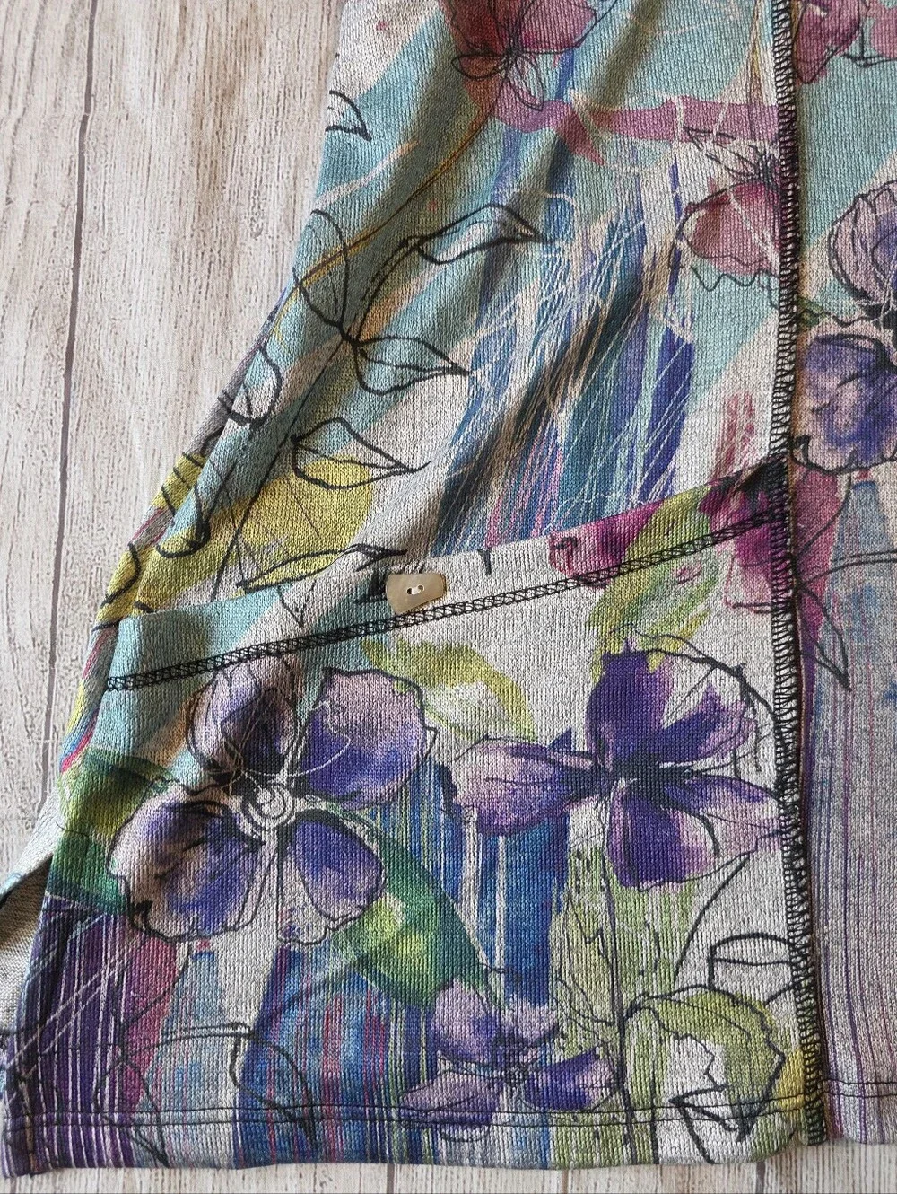 Jess & Jane Size 2X Rebecca 3/4 Sleeve Floral tunic flowy boho pocket Lagenlook